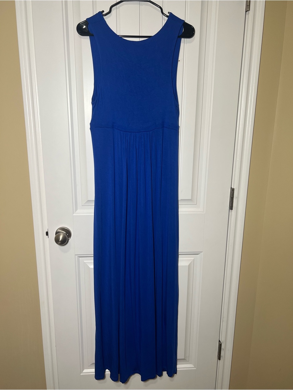Matty M Blue Maxi Dress Womens Large Sleeveless Empire Waist Stretch Knit - Picture 3 of 8